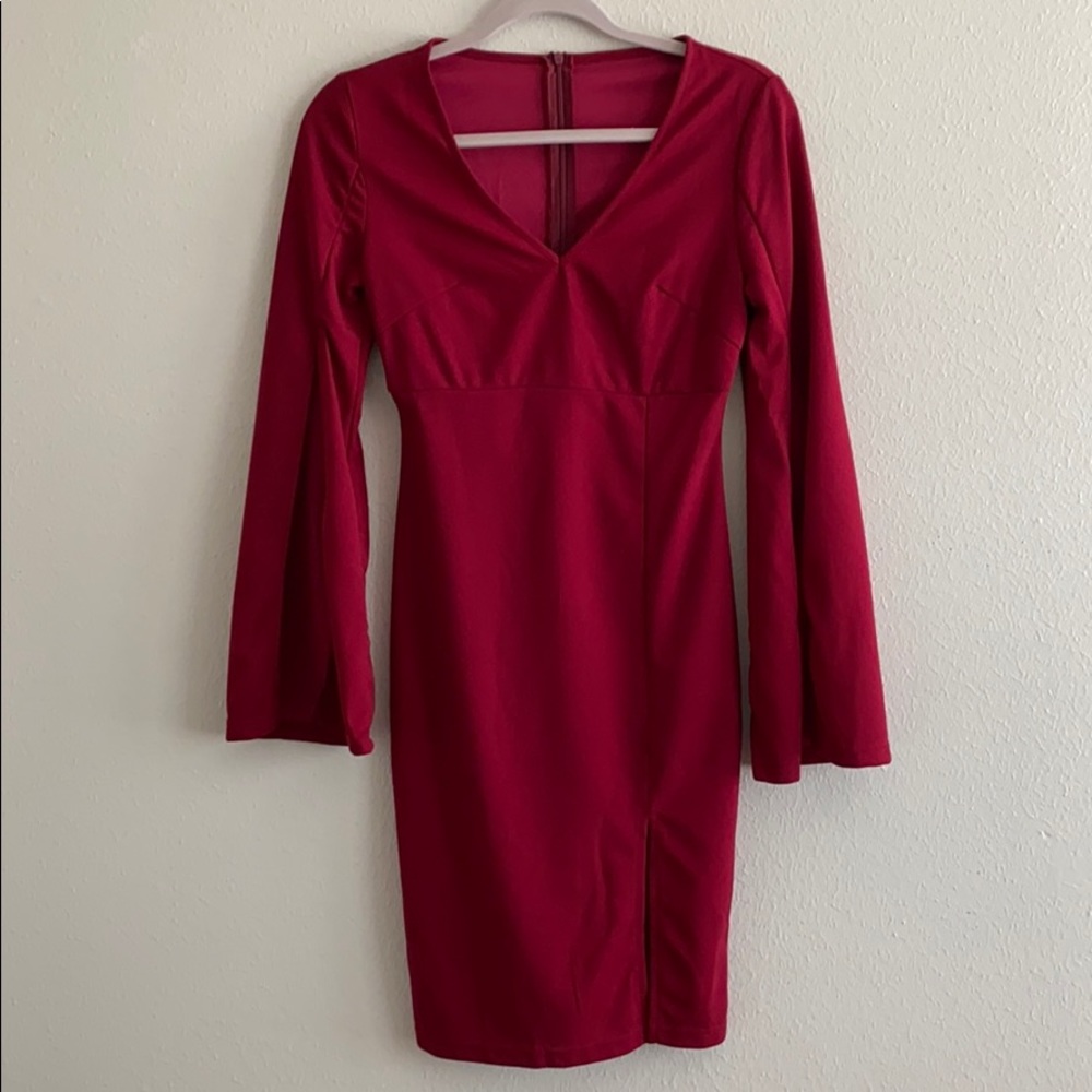 Red Dress with Bell Arms